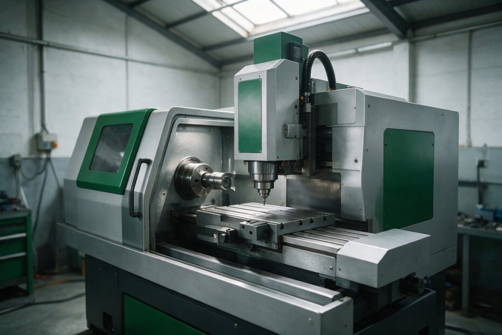 Máquina industrial dentro de uma oficina limpa, equipamento que pode ser alvo de penhora